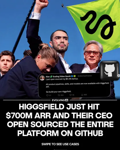 Instagram social PR post about Higgsfield